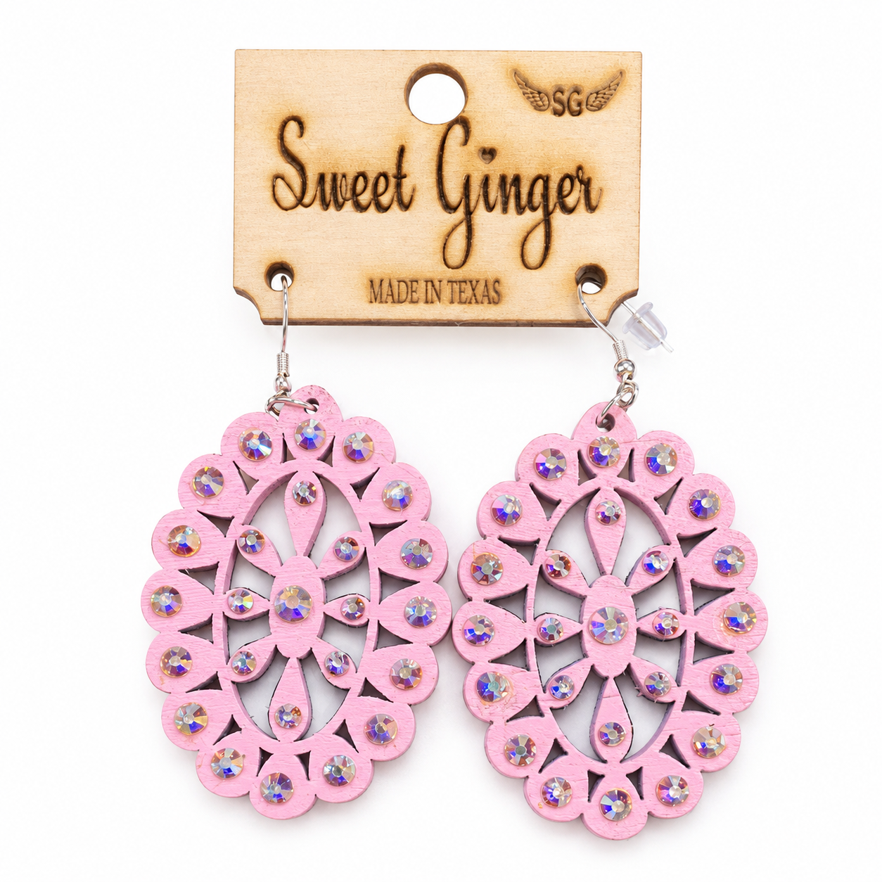 Pink Rhinestone Breast Cancer Awareness Earrings – Sweet Ginger Bellas