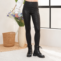 Black Leopard Print High-Waisted Active Leggings