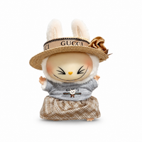 Plaid Skirt Labubu Outfit Set – Top, Skirt & Hat for Collectible Display