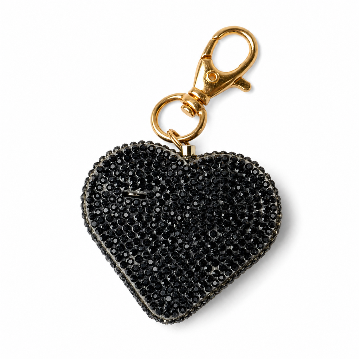 Rhinestone Heart Charm Safety Alarm Keychain – Pink, Clear, or Black
