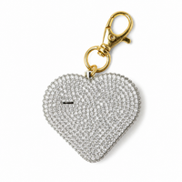 Rhinestone Heart Charm Safety Alarm Keychain – Pink, Clear, or Black