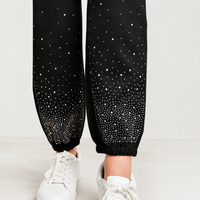 Black Rhinestone Jogger Sweatpants – Sparkly Casual Lounge Pants