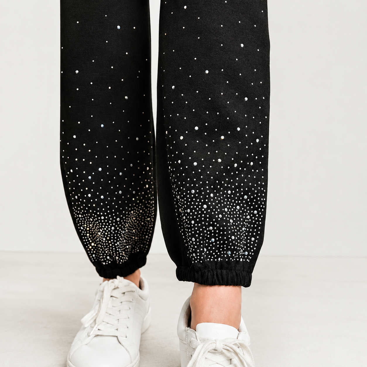 Black Rhinestone Jogger Sweatpants – Sparkly Casual Lounge Pants