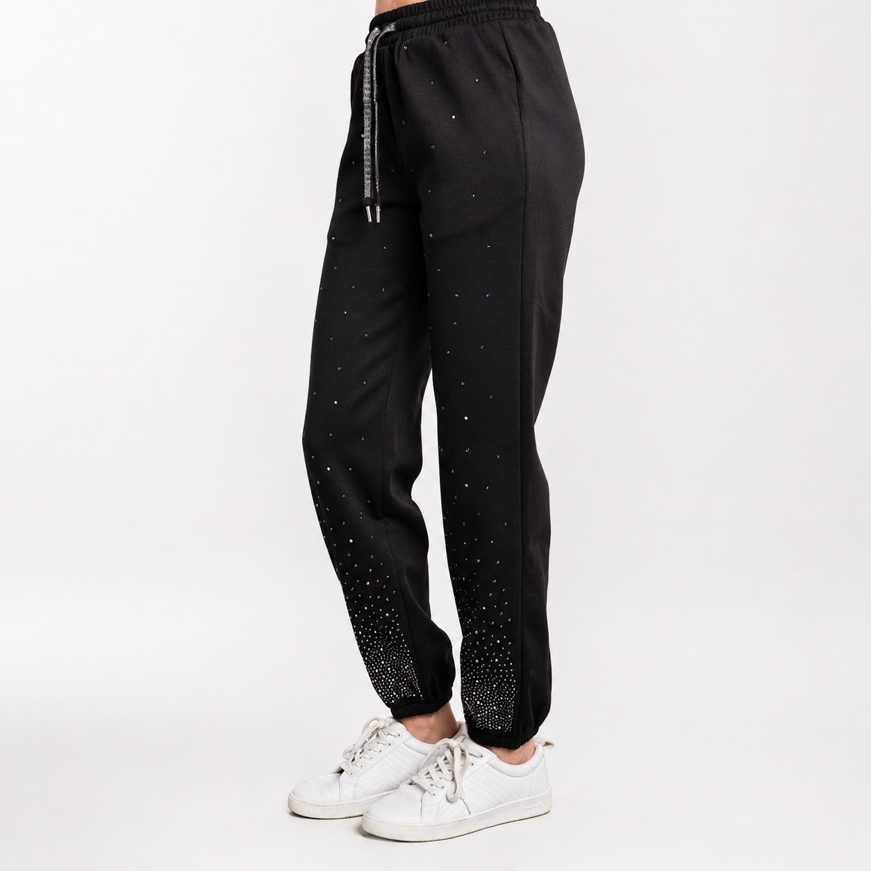 Black Rhinestone Jogger Sweatpants – Sparkly Casual Lounge Pants