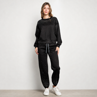 Black Rhinestone Jogger Sweatpants – Sparkly Casual Lounge Pants