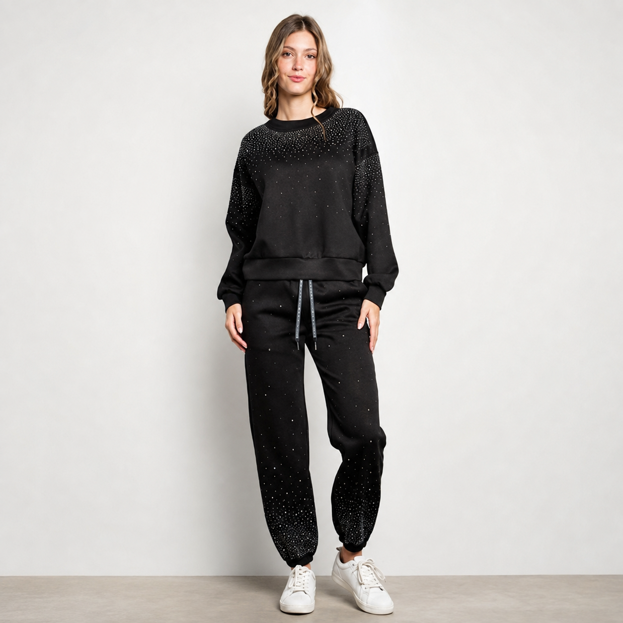 Black Rhinestone Jogger Sweatpants – Sparkly Casual Lounge Pants