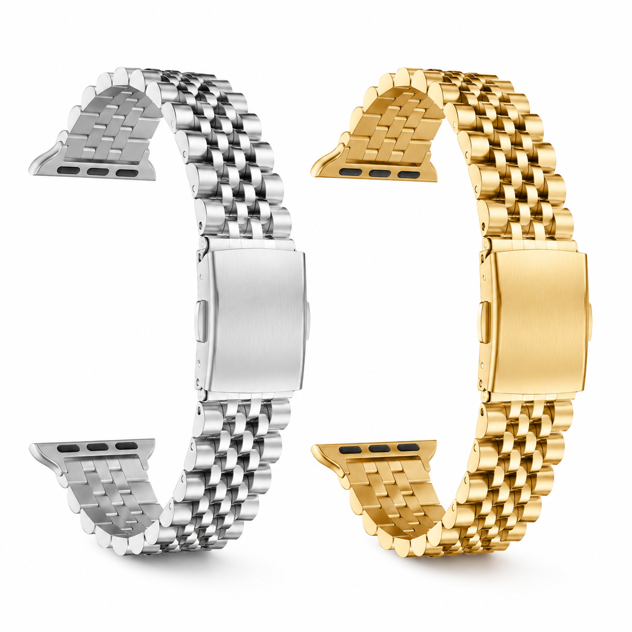 Stainless Steel Apple Watch Band – Gold, Silver & Two-Tone Adjustable Link Bracelet