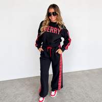 Black “Merry” Plaid Sweatsuit Set