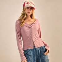 Light Rose Lace-Trim Jersey Cardigan