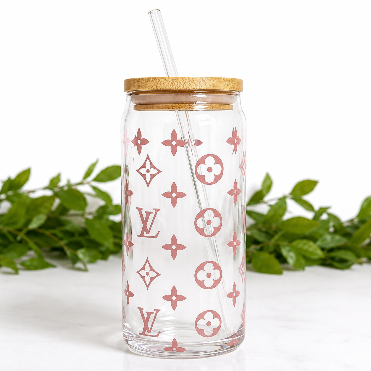 Pink Designer Vinyl 20 oz Beer Can Glass