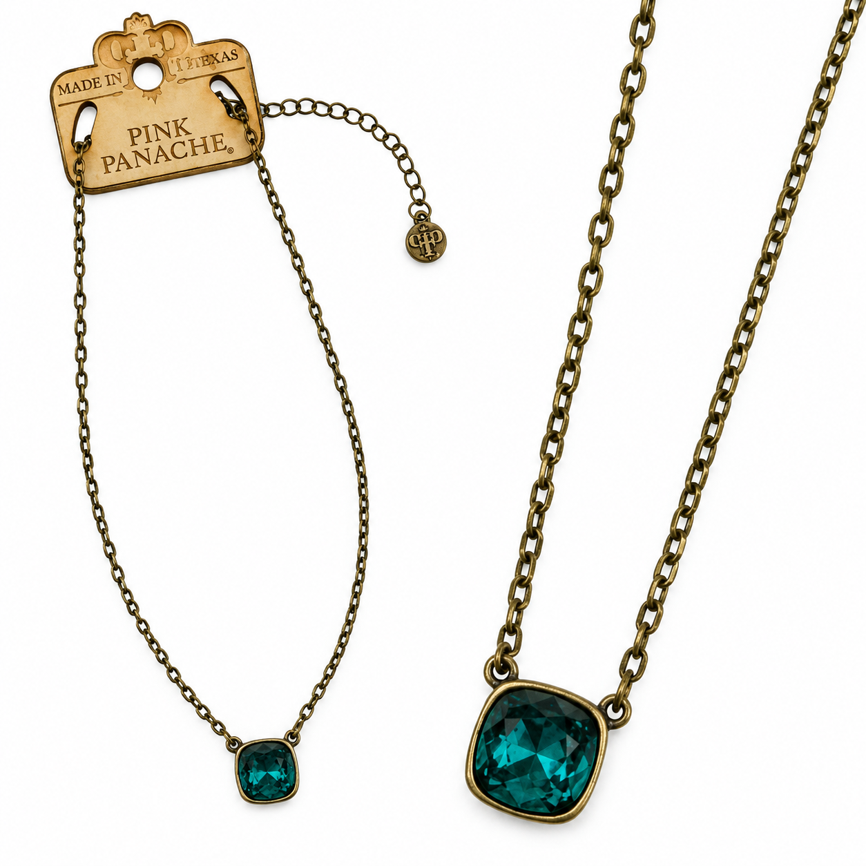 Pink Panache Green Bronze Crystal Necklace