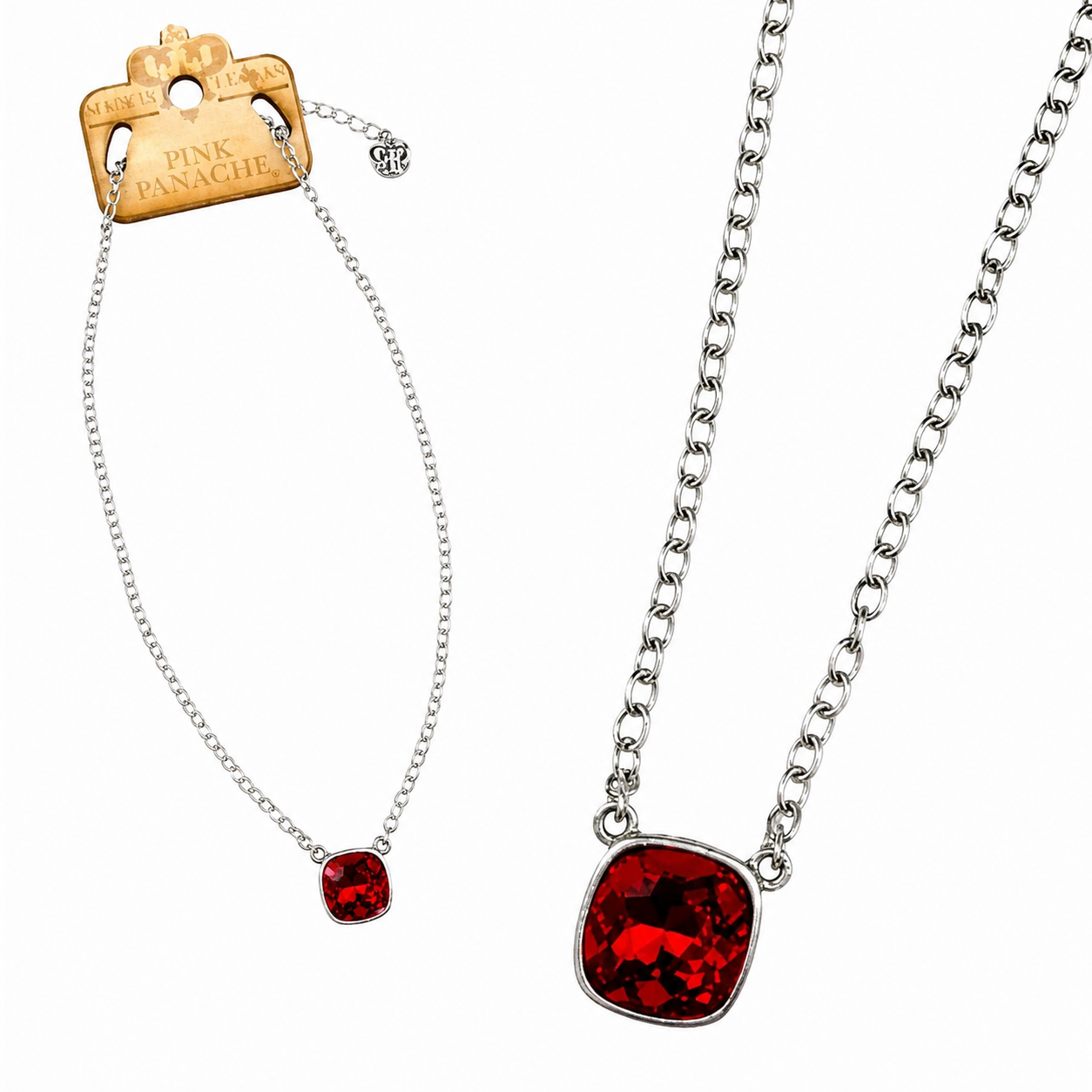 Pink Panache Red Crystal Chain Necklace