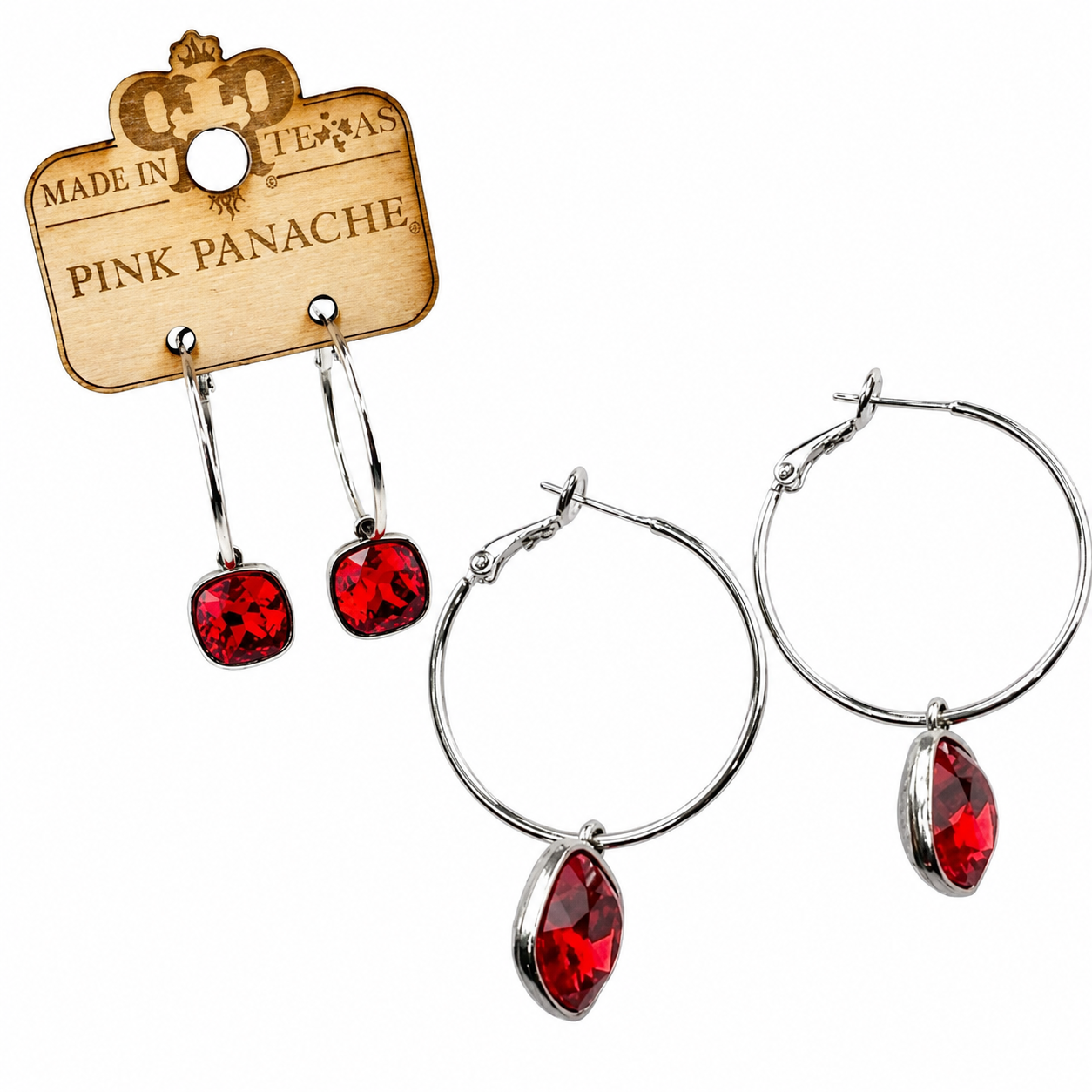 Red Crystal Medium Hoop Earrings – Pink Panache