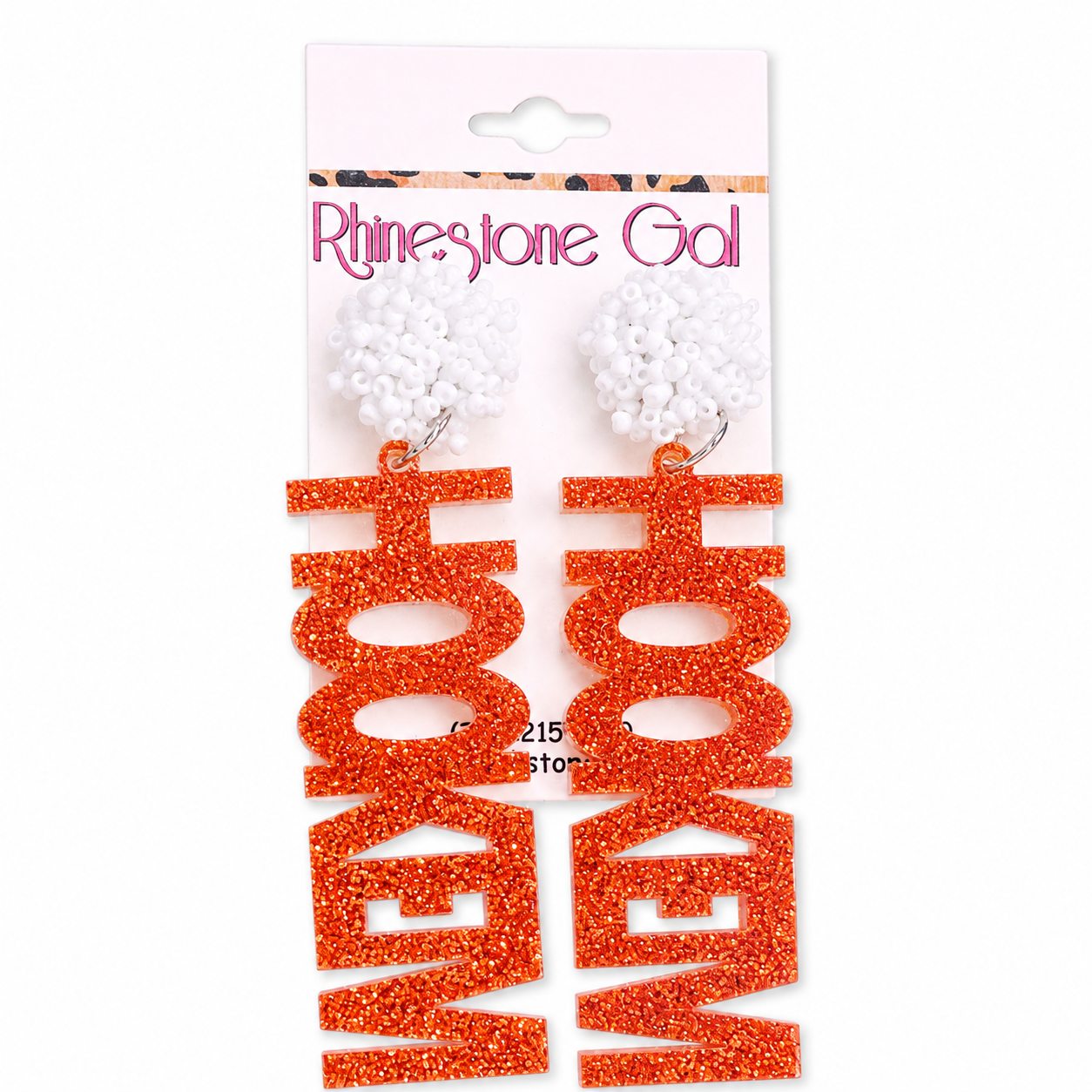 Orange Glitter Hook ’Em Acrylic Earrings