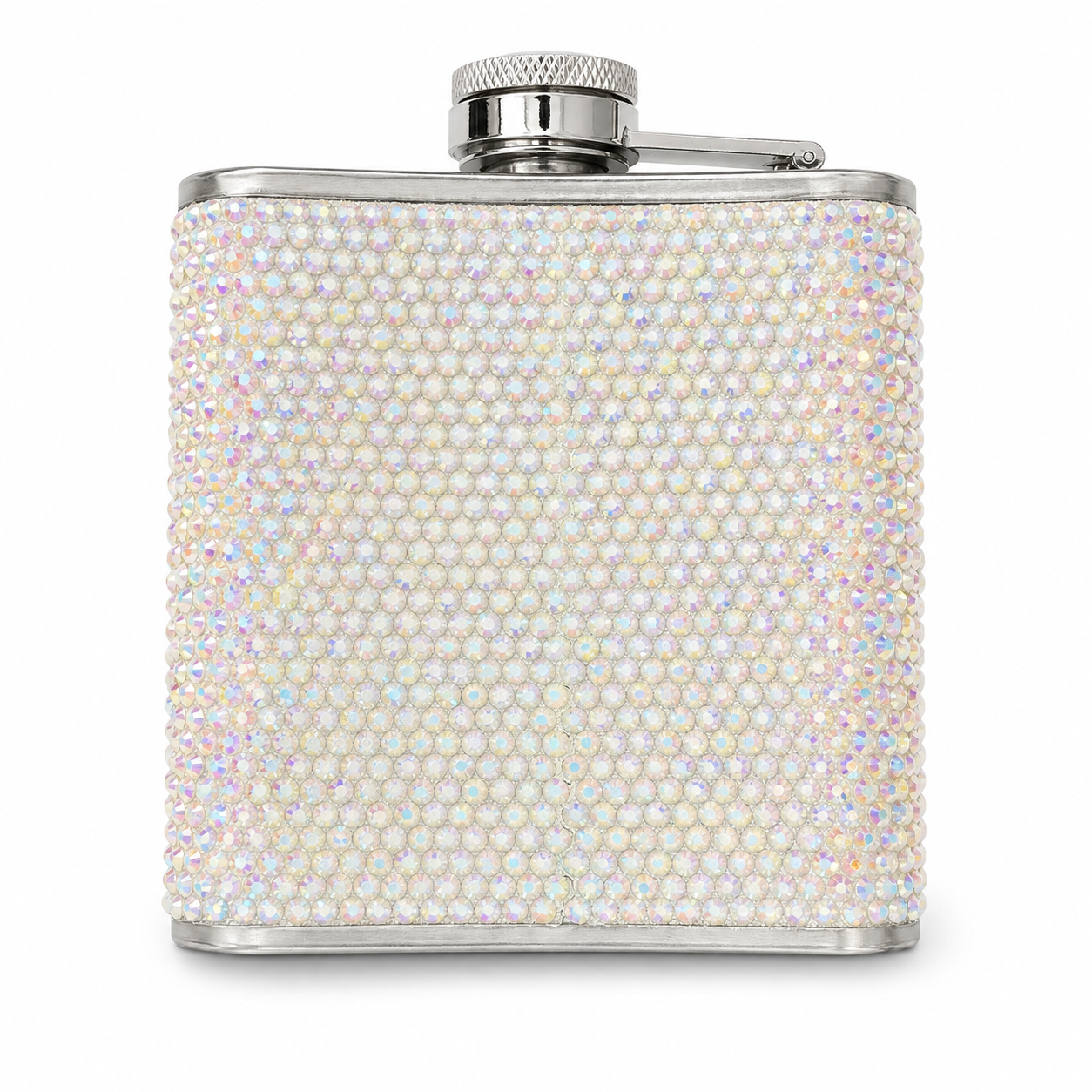 Iridescent Rhinestone Bling 4 oz Metal Flask