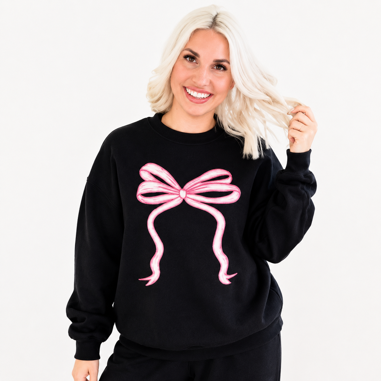 Black Bow Sweatshirt – You Are So Loved (John 3:16)