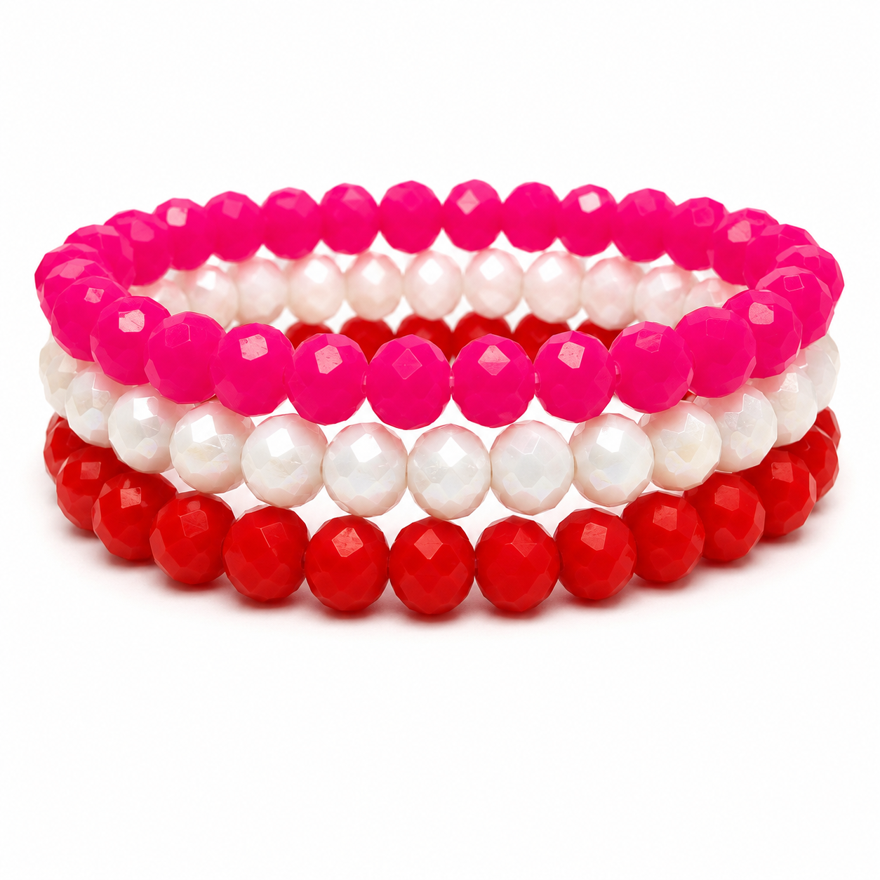 Be Mine 3-Piece Crystal Bead Stretch Bracelet Set