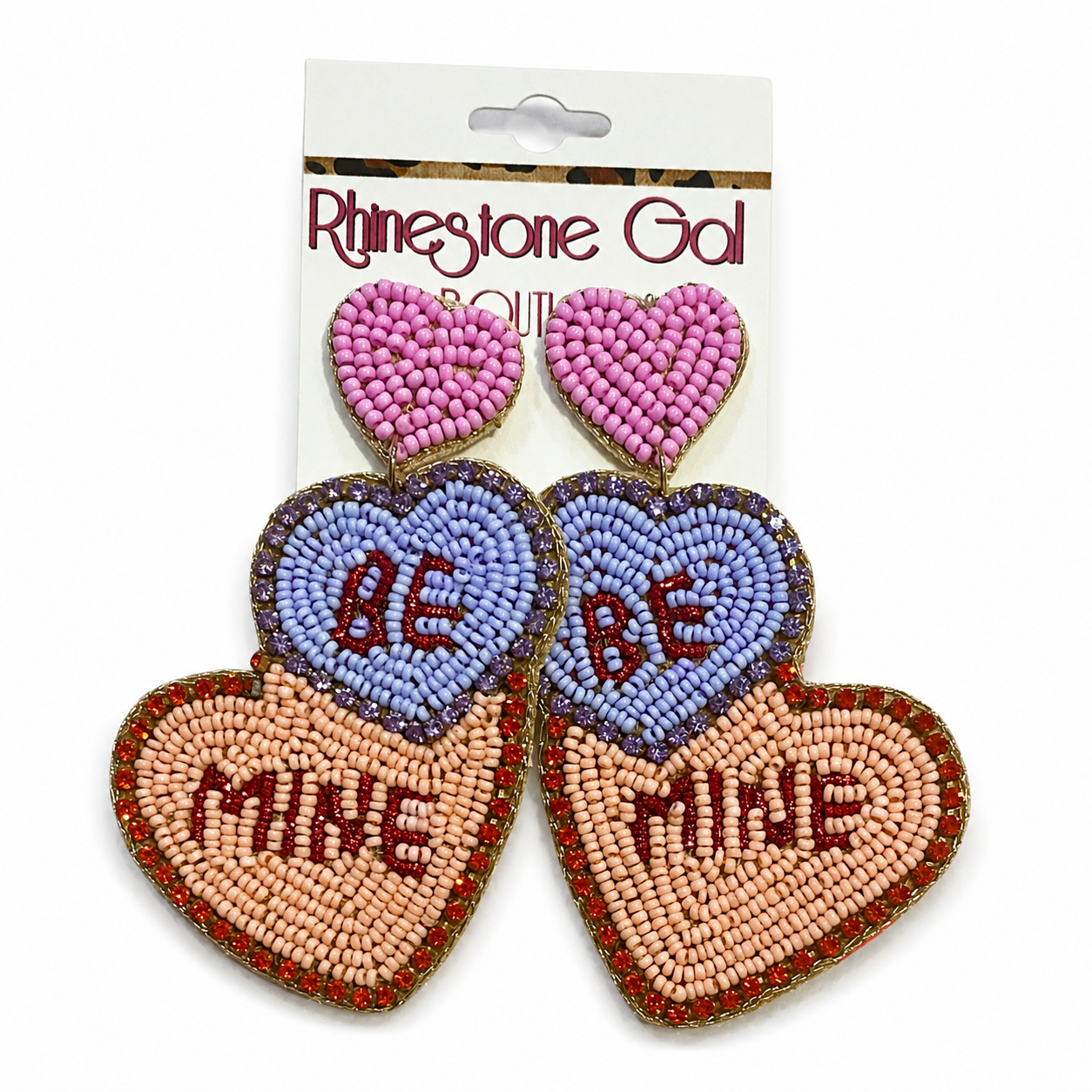 Be Mine Beaded Conversation Heart Valentine Earrings