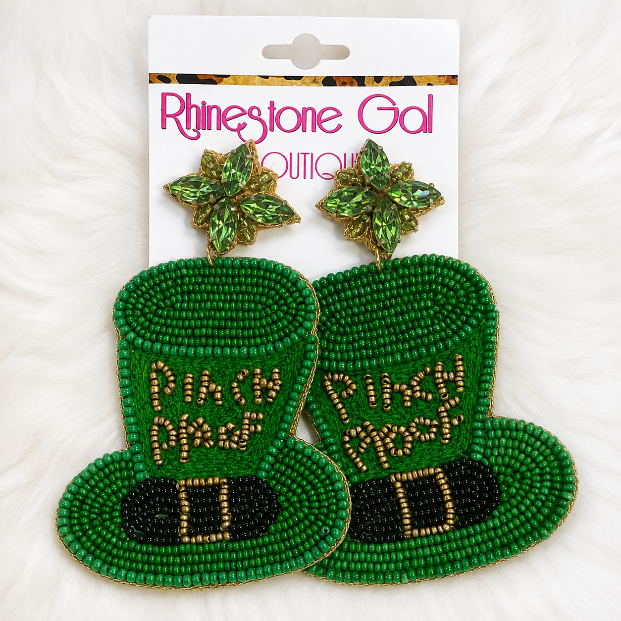 Pinch Proof Leprechaun Hat Beaded Earrings