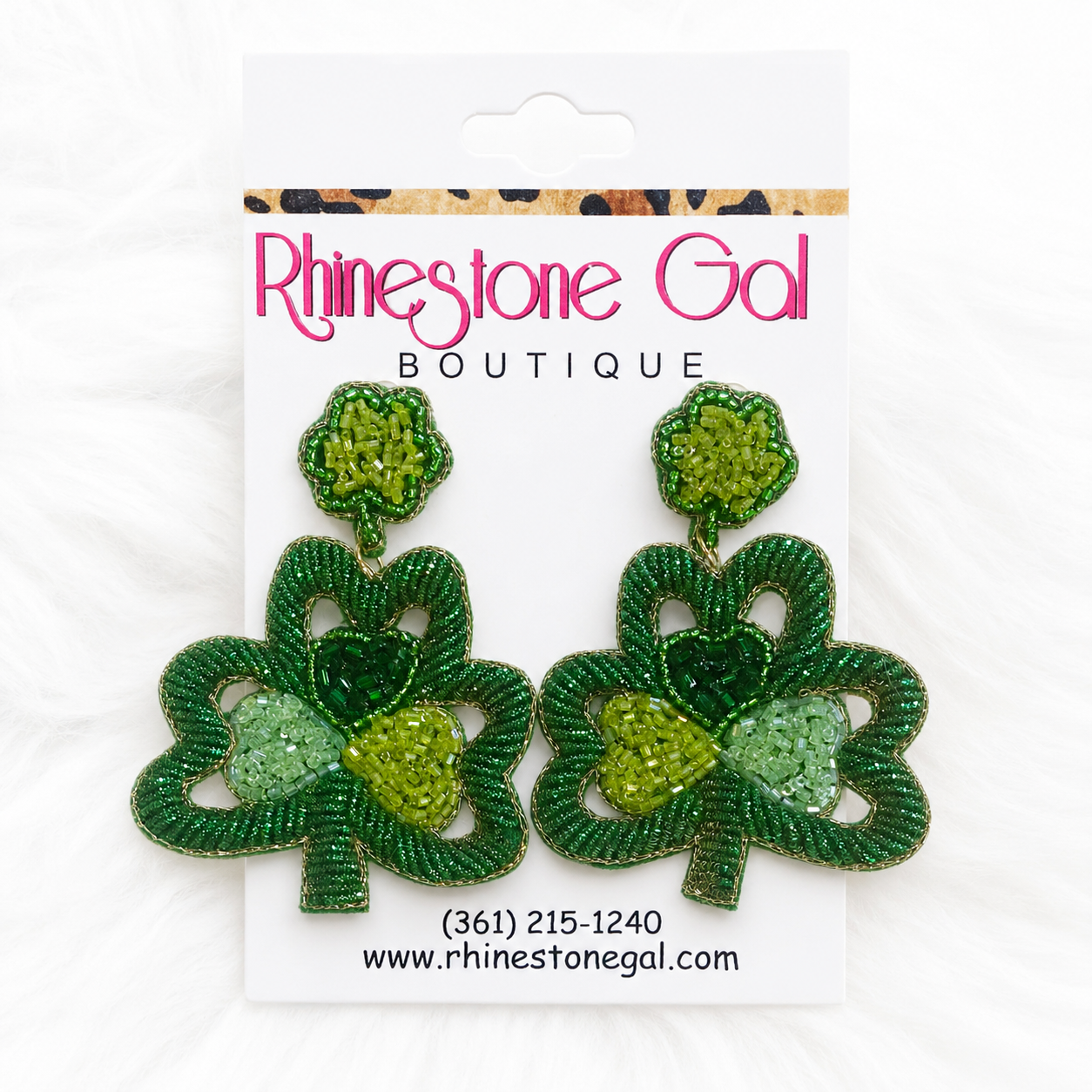 Beaded Cut Out Clover Earrings Green St. Patrick’s Day Statement Earrings
