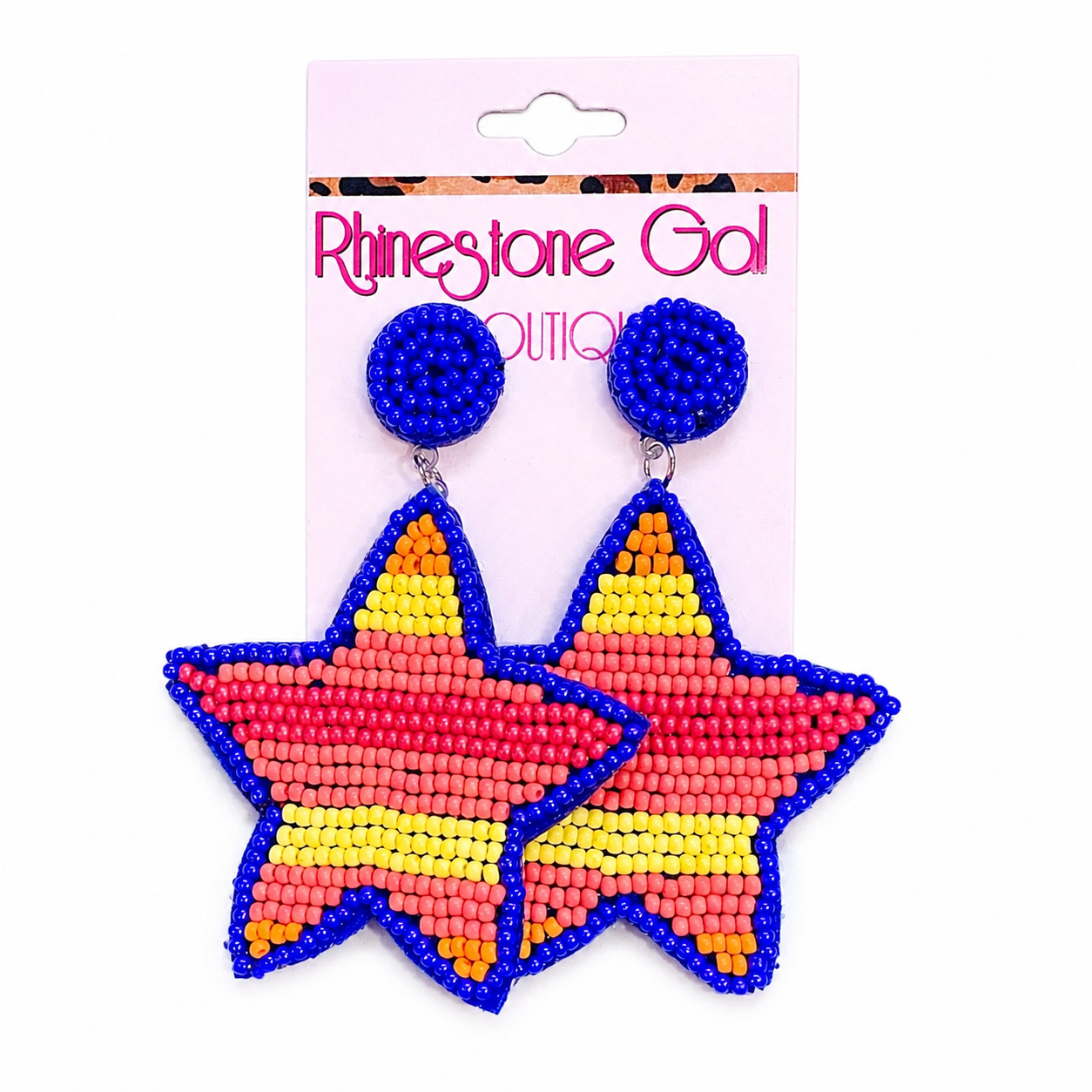 Astros Striped Star Seed Bead Earrings