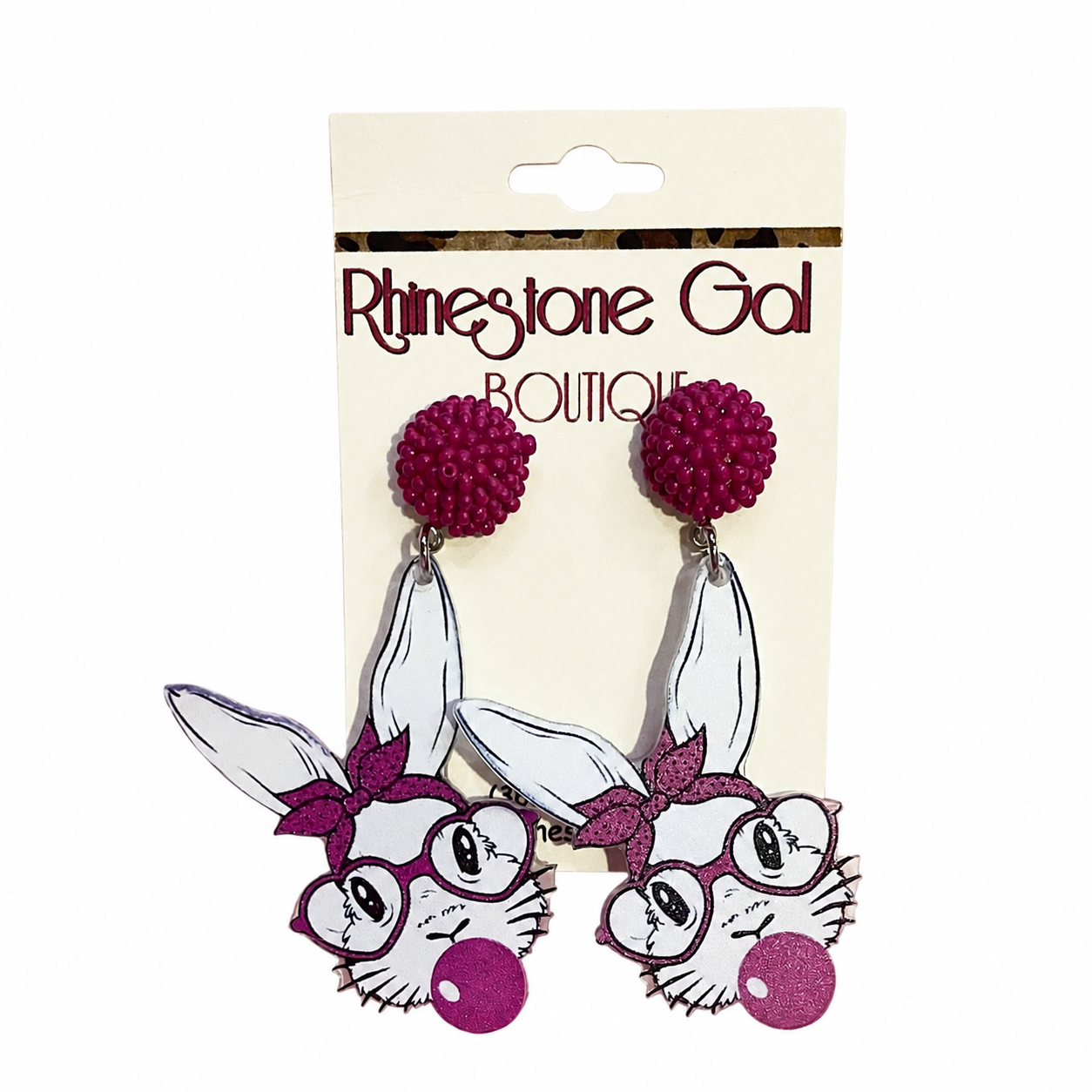 Bubblegum Bunny Acrylic Dangle Earrings