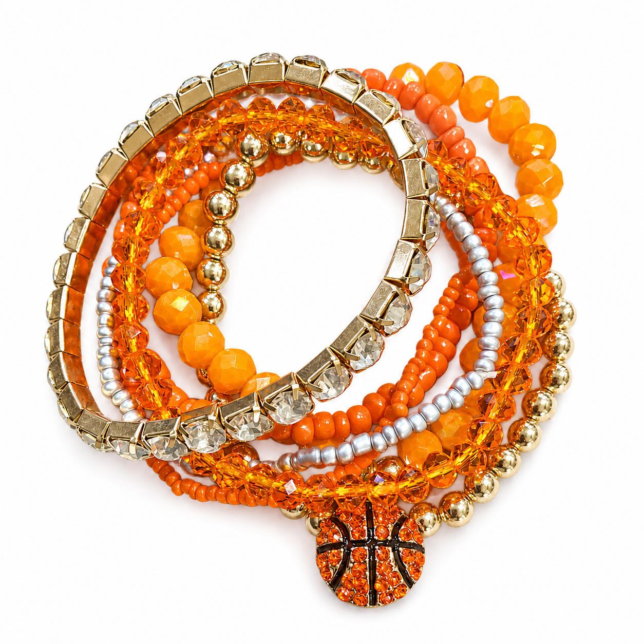 Basketball Beaded Bracelet Stack