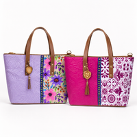 Barco Artesanal Textured Floral Leather Tote Bag
