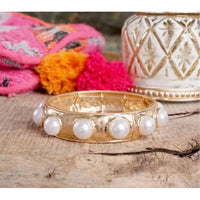 Eternity Gold Cabochon Statement Stretch Bangle