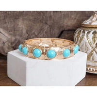 Eternity Gold Cabochon Statement Stretch Bangle