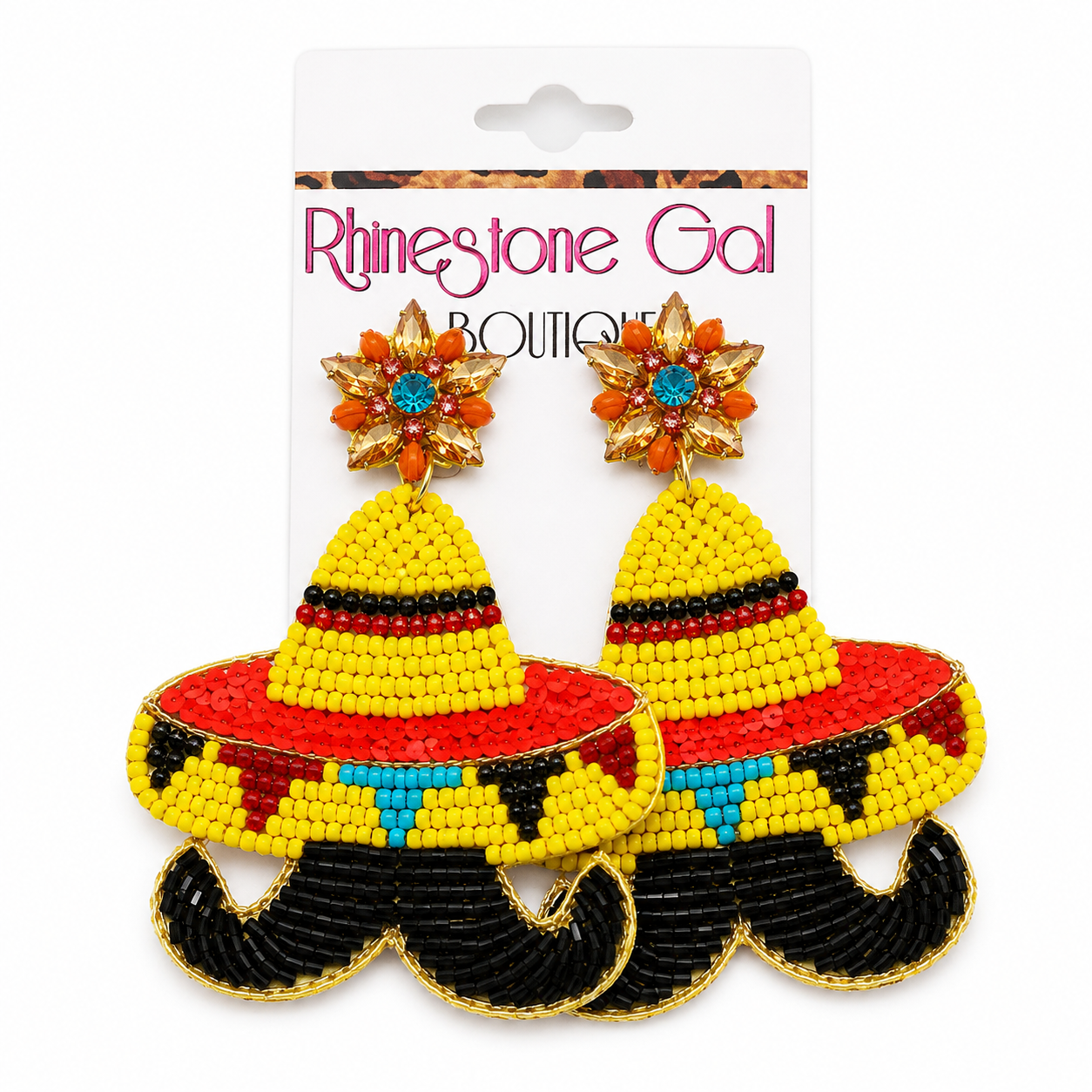 Sombrero & Mustache Beaded Earrings