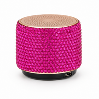Fuchsia Rhinestone Mini Bluetooth Speaker