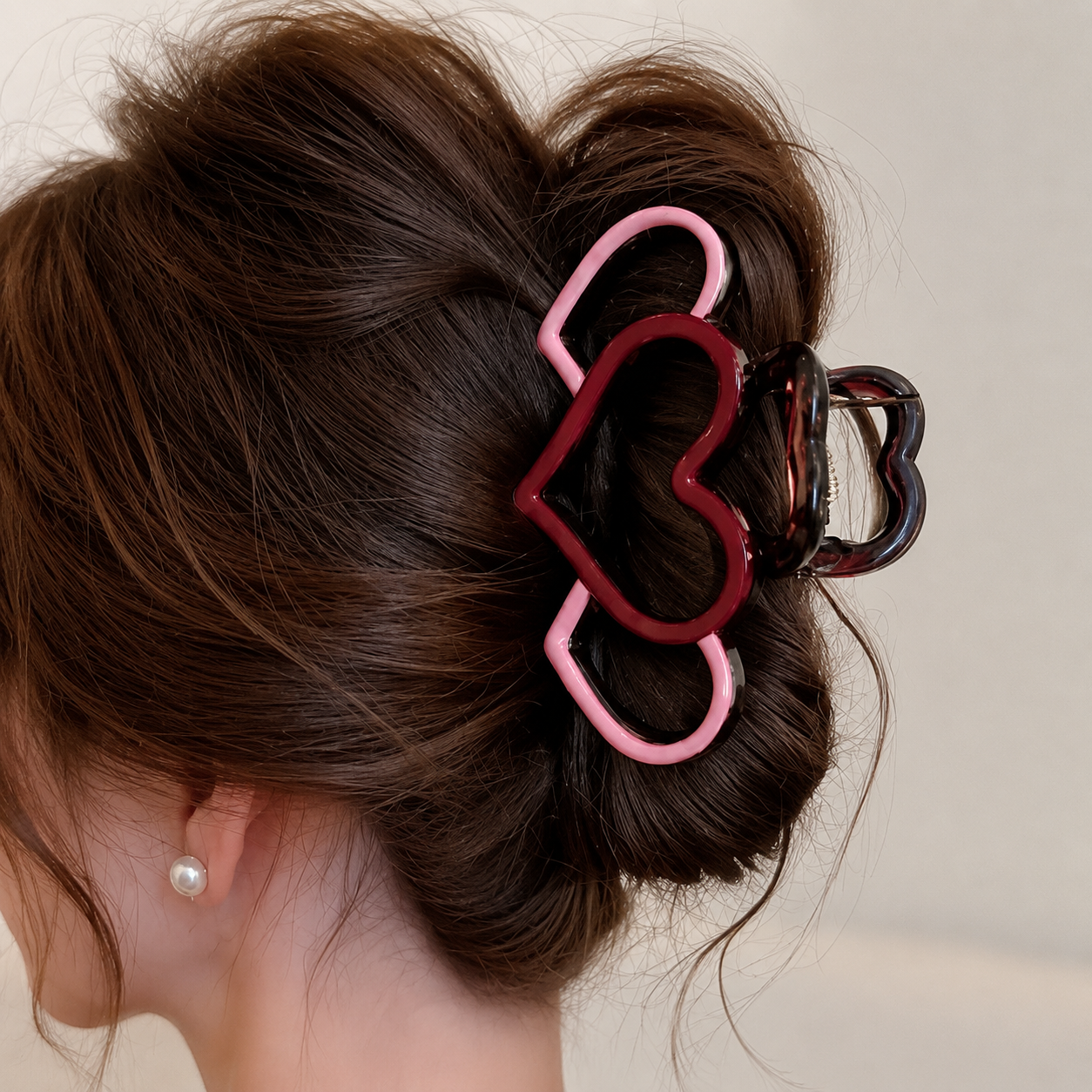 Triple Hollow Heart Hair Claw Clip