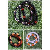 Halloween Sugar Skull Beaded Bracelet Set – 3 Stretchy Bracelets