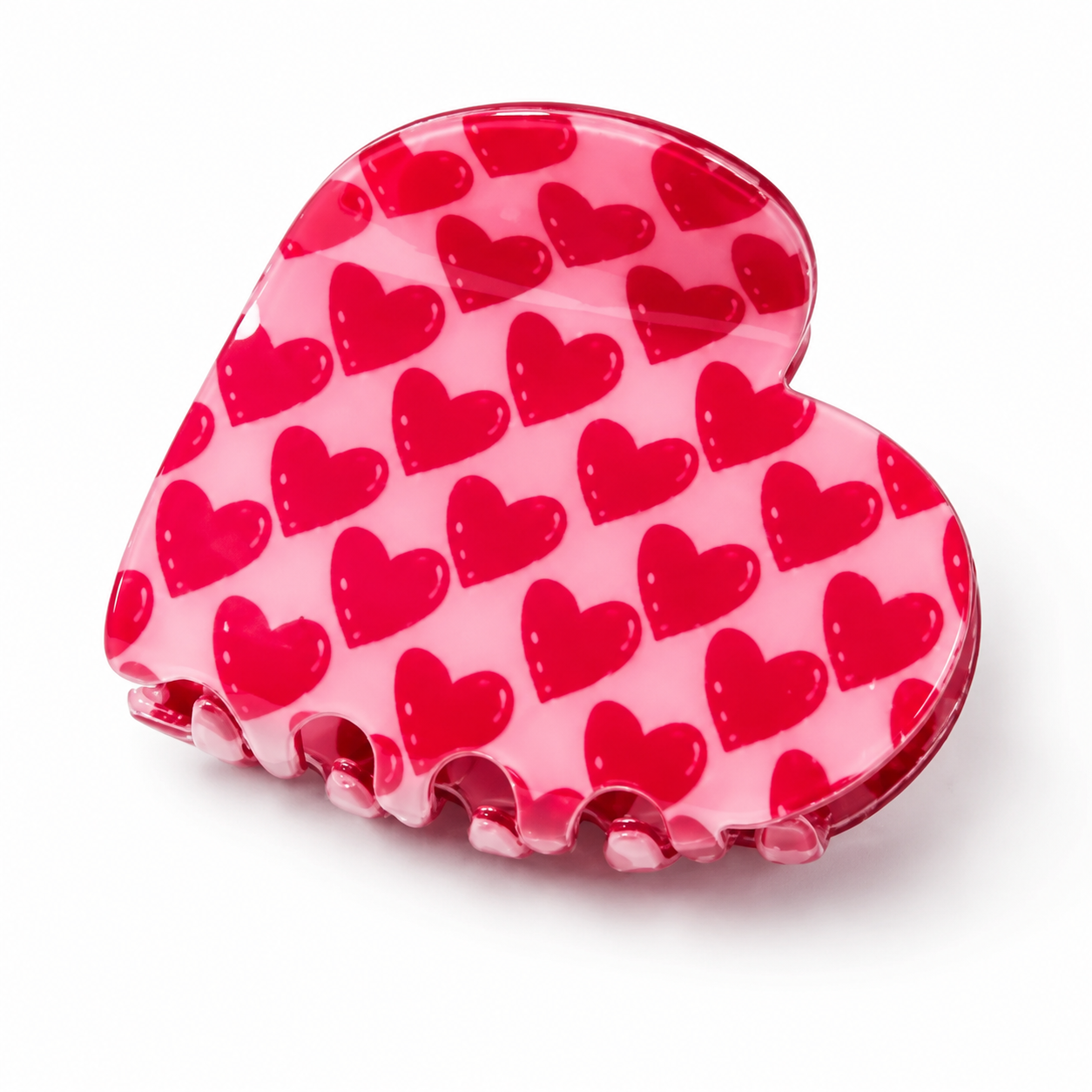 Pink Heart Print Hair Claw Clip