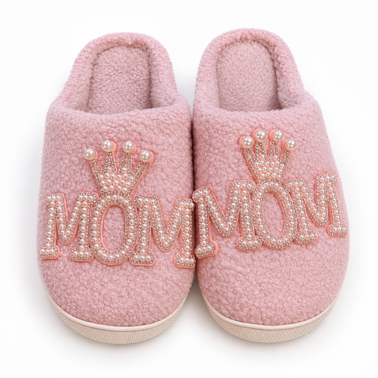 Crown Mom Fuzzy Slippers