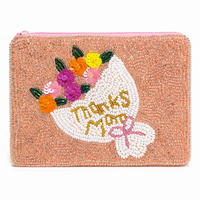 Thanks Mom Beaded Coin Purse