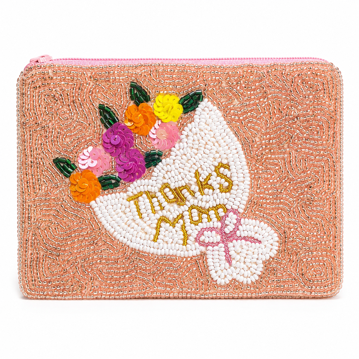Thanks Mom Beaded Coin Purse