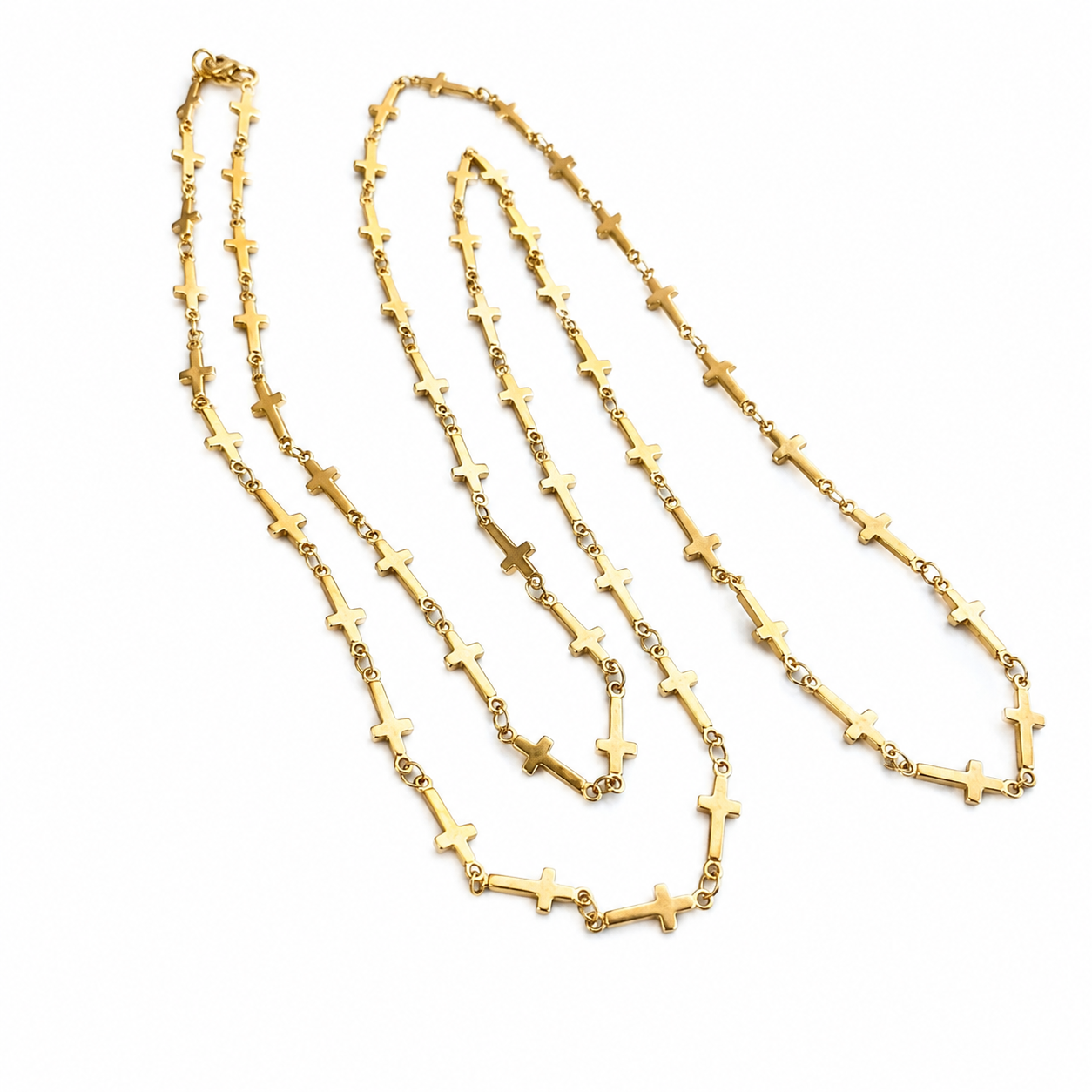 Gold Tiny Cross Stainless Steel Necklace