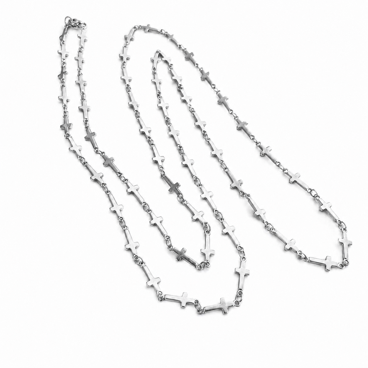 Dainty Stainless Steel Cross Chain Necklace – 16"