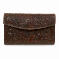 Chocolate Brown Tooled Leather Western Wallet