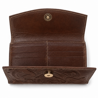 Chocolate Brown Tooled Leather Western Wallet