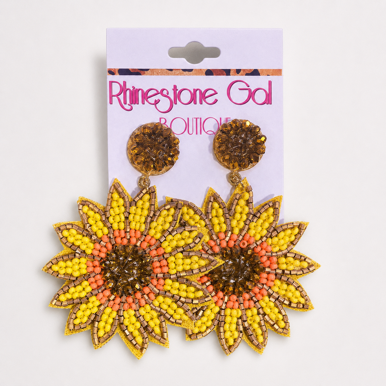 Sunflower Seed Bead Statement Earrings