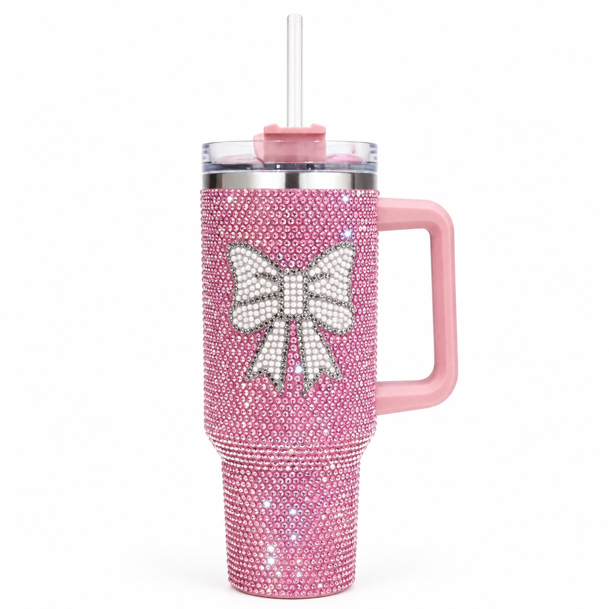 40 oz Pink Rhinestone Bow Tumbler