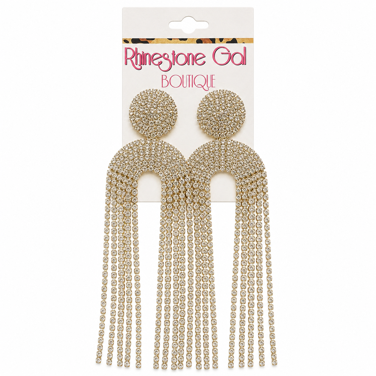 Golden Glam Rhinestone Fringe Earrings