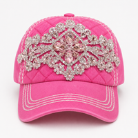Pink Diamond Bejeweled Quilted Bling Cap
