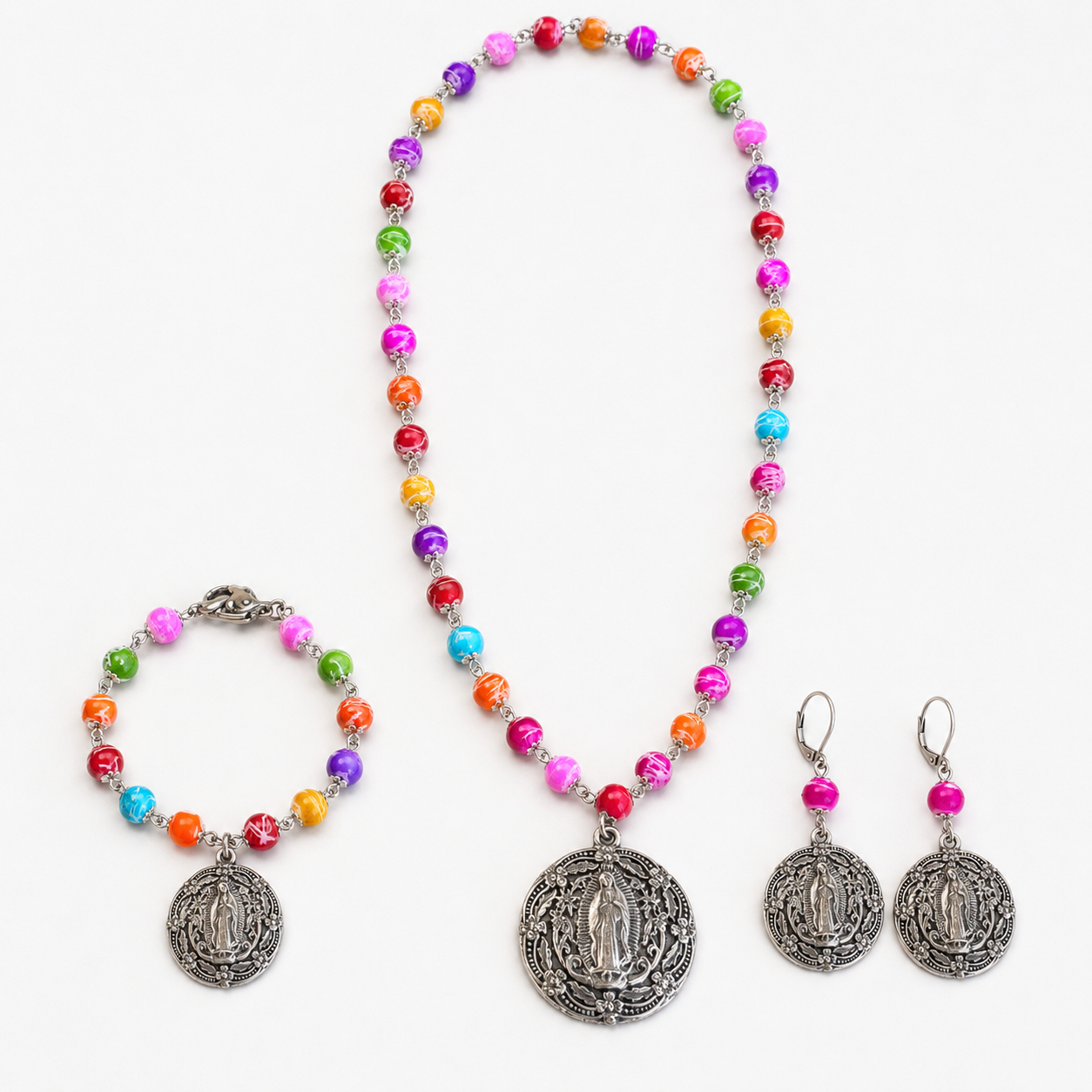 Fiesta Our Lady of Guadalupe Beaded Necklace