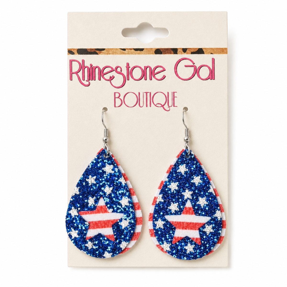 Stars & Stripes Layered Teardrop Earrings