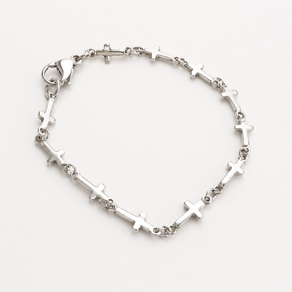 Stainless Steel Tiny Cross Bracelet – Silver | Waterproof Jewelry