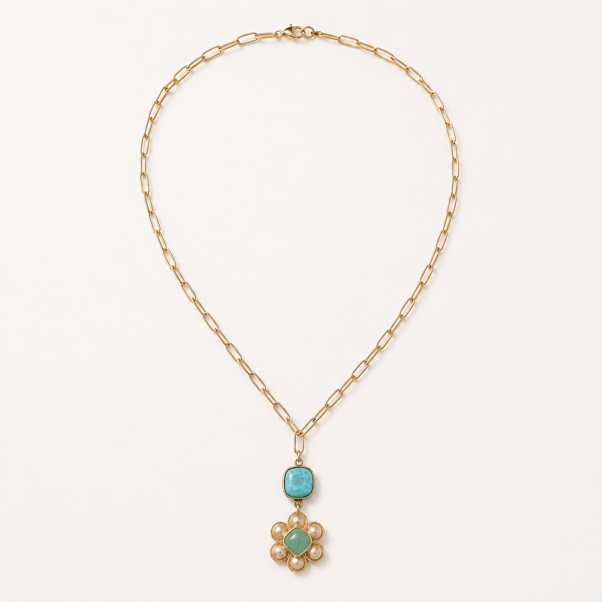 Pink Panache Mint Flower Pendant Necklace